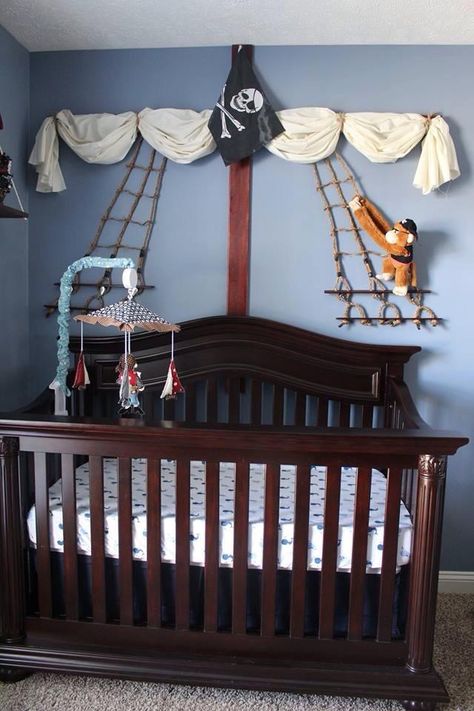 Pirate Room Decor, Pirate Bedroom Theme, Pirate Nursery, Nautical Baby Room, Pirate Bedroom, Neverland Nursery, Nautical Nursery Boy, Pirate Room, Kids Rooms Inspo