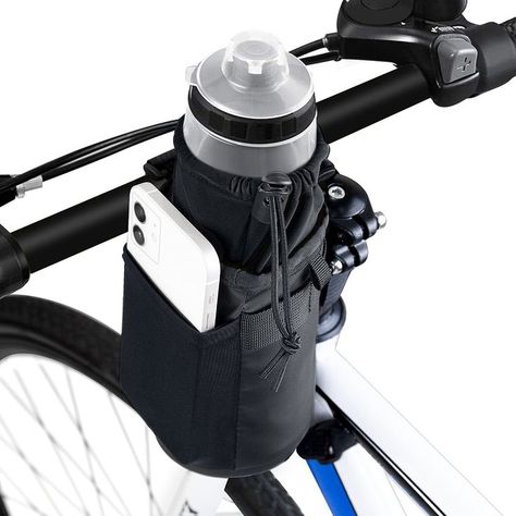 WOTOW Bike Water Bottle Holder Bag, Bicycle Insulated Drink Cup Holder Handlebar Water Bottle Cage Cycling Frame Strap-On Pho Bike Cup Holder, Bike Water Bottle Holder, Bike Water Bottle, Water Bottle Bag, Handlebar Bag, Water Bottle Holder, Bike Handlebars, Water Bottle Holders, Bike Tire