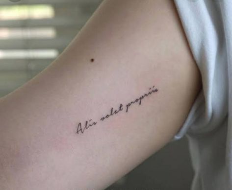 Alis Volat Propriis Tattoo, Alis Volat Propriis, Tattoos And Piercings, Arm Tattoo, Piercings, Tattoos, Quotes, Arm Tattoos