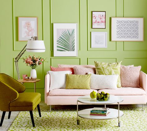 Green Wall Paint Colors, Lime Green Walls, Light Green Walls, Green Wall Color, Green Painted Walls, Living Room Wall Color, Room Wall Colors, Living Room Themes, Living Room Color Schemes