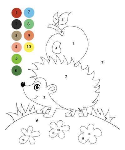 Get free logical games Hedgehog Coloring Page, Colors Coloring Pages, Coloring Pages By Number, Apple Coloring Page, Color By Number Worksheet, Hedgehog Colors, Number Worksheet, Learn Arabic Alphabet, Baby Learning Activities