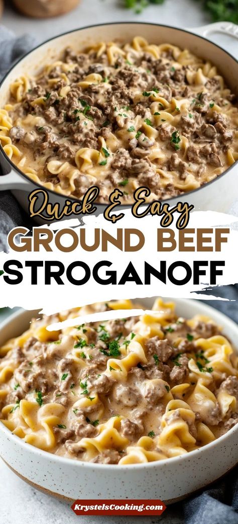 Easy Dinner Casseroles Beef, Fall Dinner Recipes With Ground Beef, Ground Beef Recipes Stroganoff, Beef Stroganoff For Two, Ground Beef Quick Recipes, Easy Homemade Beef Stroganoff, Quick Easy Beef Dinners, Quick Stroganoff Recipe, Meals For Ground Beef