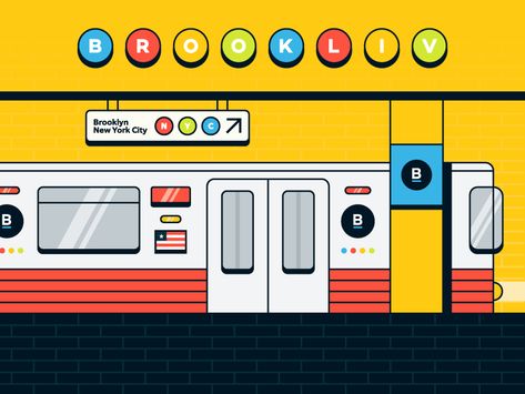 NYC Travel Illustration | Subway by Co-motion Studio on Dribbble Nyc View, Train Illustration, Training Quotes, Training Design, Train Posters, Nyc Travel, Subway Train, Train Art, Nyc Design