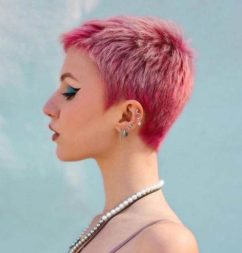 Pixie Haircut Color, Pixie Cut Color, Pink Hairstyles, Pink Short Hair, Short Punk Hair, Pink Ombre Hair, Short Hair Pixie Cuts, Super Short Hair, Punk Hair