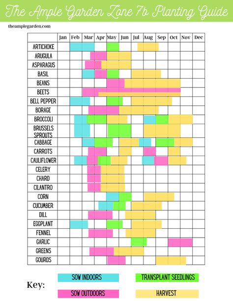 Knowing when to start seeds and move transplants outdoors can be overwhelming. Our guide for zone 7b takes out all the guesswork! 7b Growing Zone, Zone 7b Planting Schedule Vegetables, Hardiness Zone 7b Plants, 7b Zone Plants, Zone 7b Landscaping Ideas, Planting Schedule For Zone 7, 7b Planting Guide Flowers, 7b Gardening Zone, 7b Planting Guide