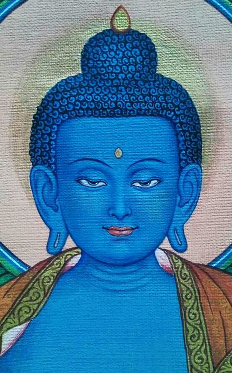 Medicine Buddha Paintings, Tessellation Art, Buddha Drawing, Blue Buddha, Buddhist Art Drawing, Buddha Art Drawing, Medicine Buddha, Buddha Face, Buddhist Practices