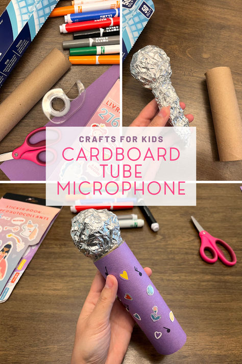 cardboard tube microphone craft for kids Make A Microphone Craft, Musical Crafts For Preschoolers, Musical Instrument Crafts For Kids Preschool, Diy Microphone Craft, Trumpet Craft Preschool, How To Make A Microphone, Microphone Craft For Kids, Broadway Crafts For Kids, Make An Instrument School Project