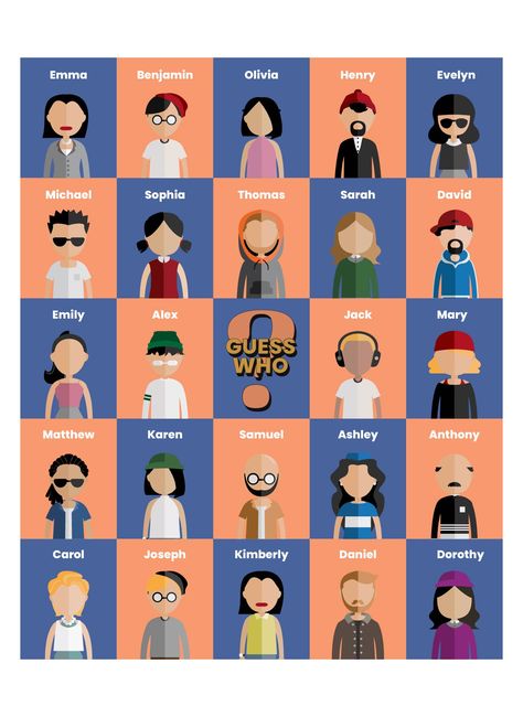 Hasbro Guess Who Character Sheets Guess Who Character Sheets, Guess Who Characters, Guess Who Game Printable, Guess Who Template, Guess Who Printable, Alzheimer's Activities, Guess The Character, Guess Who Game, Alzheimers Activities