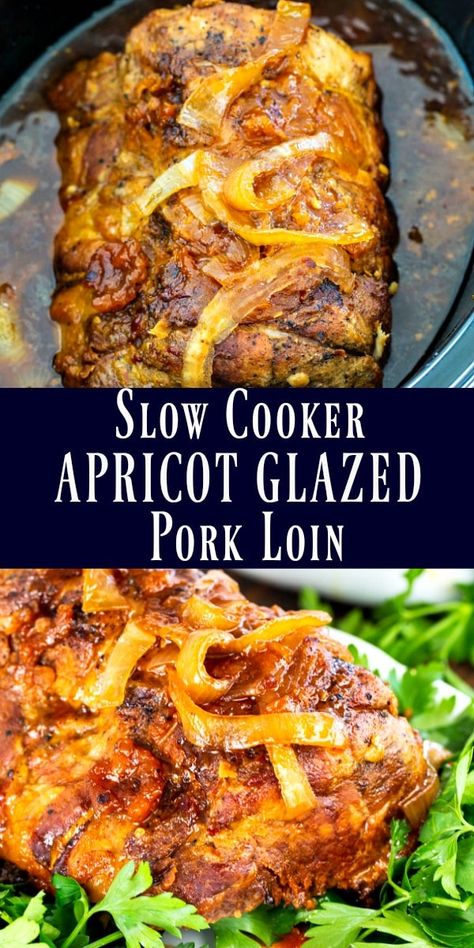 2b Mindset Cauliflower, Pork Loin Recipes Slow Cooker, Pork Loin Crock Pot Recipes, Glazed Pork Loin, Fried Rice With Shrimp, Rice With Shrimp, Crockpot Pork Loin, Slow Cooker Pork Loin, Apricot Glaze