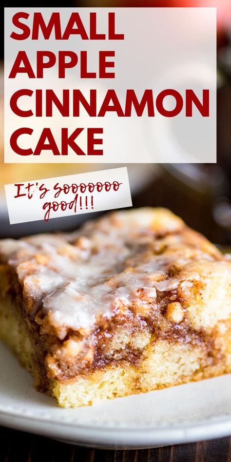 Apple Cinnamon Cake Easy, Easy Apple Desserts For Two, Homemade Cinnamon Apple Cake Recipe, Small Batch Apple Cinnamon Muffins, Small Batch Spice Cake, Small Cinnamon Roll Cake, Quick Apple Cake Easy Recipes, Baking For 2 Recipes, Small Fruit Cake Recipe