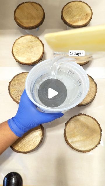 Sehrish Drubetsky on Instagram: "Make resin ocean coasters with me- 1st & 2nd layer . . . . . . . . . . . . . . . . . . . . . . #resinartwork #resinwaves#resincoasters#coastersets #resinart#resintips#resinvideo" Wood Slice Resin Art, Coaster Diy Ideas, Resin On Wood Slices, How To Make A Coaster, Epoxy Coaster Ideas, Resin Coasters Ideas, Resin Coasters Diy, Ocean Coasters, How To Make Rocks