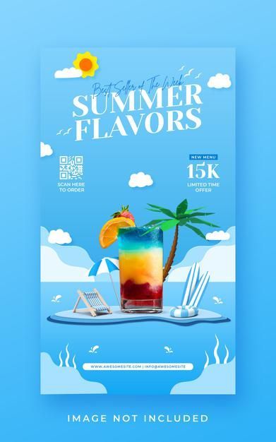 Summer Drink Menu, Social Media Summer, Story Banner, Healthy Food Menu, Summer Promotion, Summer Banner, Summer Drink, Summer Theme, Drink Menu