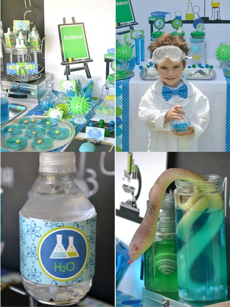 Mad Scientist Birthday Party! So doing this for Jake this year!!! He is so into science right now--it's perfect! Mad Scientist Birthday Party, Science Themed Party, Science Birthday Party Ideas, Scientist Birthday Party, Mad Scientist Birthday, Mad Science Party, Scientist Birthday, Mad Scientist Party, Scientist Party