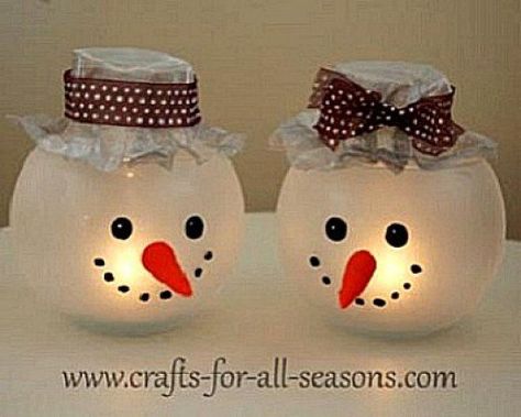 35+ snowman crafts ideas for kids, preschoolers and adults. Homemade snowman crafts to make and sell. Fun and easy snowman projects, patterns. How to make snowmen using clay, paper, felt. Snowman art. Bozicni Ukrasi, Diy Mouse, Božićni Ukrasi, Snowman Candle Holder, Diy Snowman Ornaments, Snowman Craft, Snowman Candle, Snow People, Diy Snowman