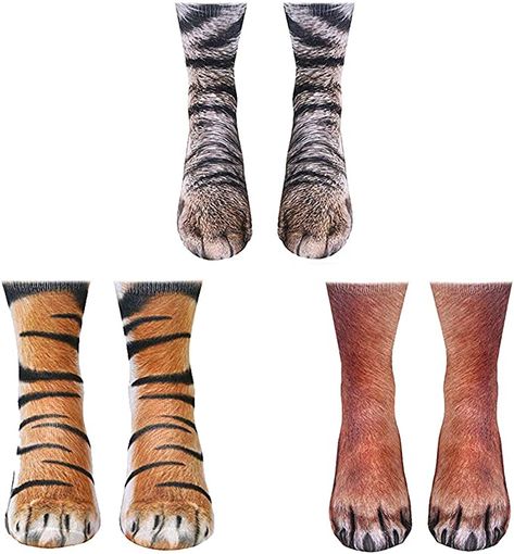 Amazon.com: ATROPOS 3 Pair Animal Paw Socks-Unisex 3D Printed Socks Novelty Animal Paws Crew Socks for Men Women Kids : Clothing, Shoes & Jewelry Paw Socks, Animal Paws, Paws Socks, Mens Novelty Socks, Printed Socks, Paw Pattern, Cute Stockings, Sock Animals, Socks For Men