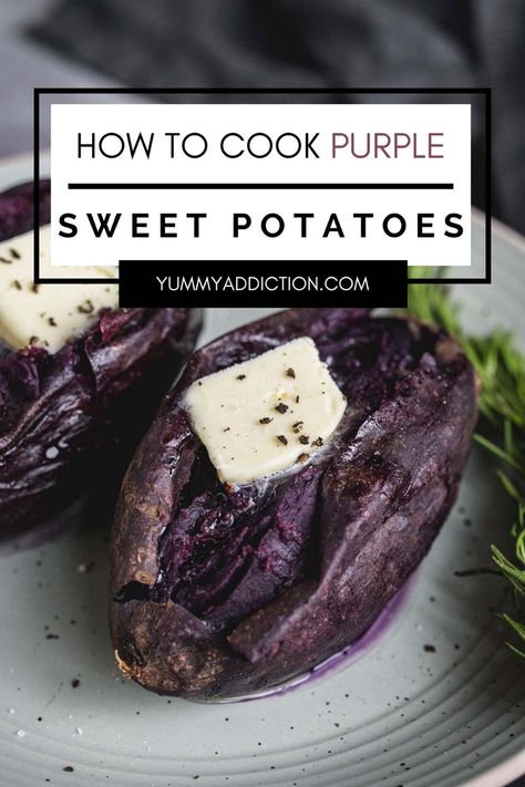 Okinawa Japan Food Purple Sweet Potatoes, Okinawa Purple Sweet Potato, How To Prepare Purple Sweet Potatoes, Recipes For Purple Sweet Potatoes, Recipes With Purple Sweet Potatoes, Cooking Purple Sweet Potatoes, Purple Sweet Potato Air Fryer, Purple Sweet Potato Recipes Japanese, Purple Sweet Potatoes Benefits