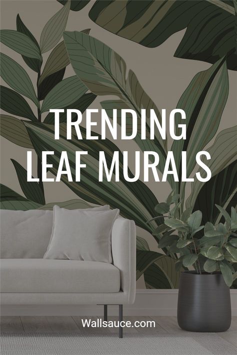 Banana Leaf Wallpaper Living Room, Banana Leaf Wallpaper Accent Wall, Banana Leaf Wall Mural, Large Leaf Wallpaper, Big Leaf Wallpaper, Tropical Wall Murals Painted, Leafy Mural, Tropical Wallpaper Living Room, Green Leafy Wallpaper