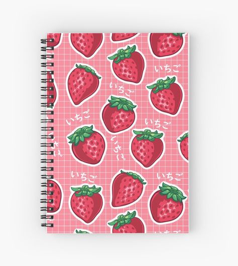 A cute strawberry pattern with the Japanese "strawberry" word in kanji. A lovely design for kawaii art, anime, manga and Japanese style lovers. It is available for socks, pins, phone cases, bags, and other popular products In my Redbubble shop. Follow the link to see the products.   ichigo, strawberry, pink, strawberry pattern, kawaii, cute, cute art, weaboo, kanji, Japan, Otaku, pink, berry, berries, sweet, juice, juicy, summer, fruit, anime, manga, style, food, aesthetics Strawberry School Supplies, Strawberry Stationary, Kawaii Art Anime, Ichigo Strawberry, Strawberry Items, Strawberry Stuff, Kawaii Notebook, Pattern Journal, Food Aesthetics