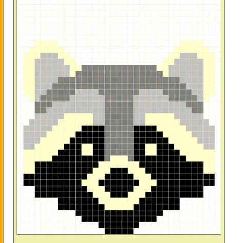 Raccoon Alpha Pattern (With Downloadable SVG File) Raccoon Pattern Crochet, Pixel Pattern Crochet, Crochet Pixel Grid, Crochet Pixel Pattern, Printable Crochet Patterns, Graphic Crochet, Pixel Grid, Pixel Crochet, Tapestry Crochet Patterns