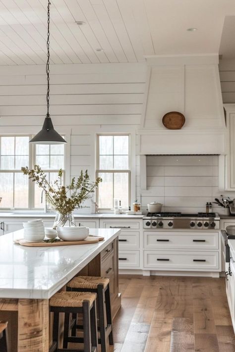 50 Farmhouse Kitchen Backsplash Ideas for Rustic Charm Kitchen Shiplap Backsplash, Shiplap Backsplash Kitchen, Shiplap Kitchen Backsplash, Cottage Landscaping, Farmhouse Kitchen Backsplash Ideas, Aesthetic Farmhouse, Lakehouse Kitchen, 50 Aesthetic, Shiplap Kitchen