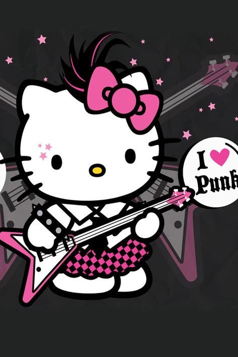 Hello Kitty (Sanrio) Kitty Wallpaper, Hello Kitty Wallpaper, Hello Kitty, Guitar, Kitty, I Love, Wallpapers, Hair, Pink