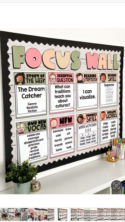 Student Goal Bulletin Board, Ela Focus Wall 3rd Grade, First Grade Classroom Walls, Math Focus Wall Second Grade, Benchmark Advance First Grade Focus Wall, Hmh Focus Wall, 3rd Grade Ela Bulletin Boards, Elementary Focus Wall, Wit And Wisdom Bulletin Board