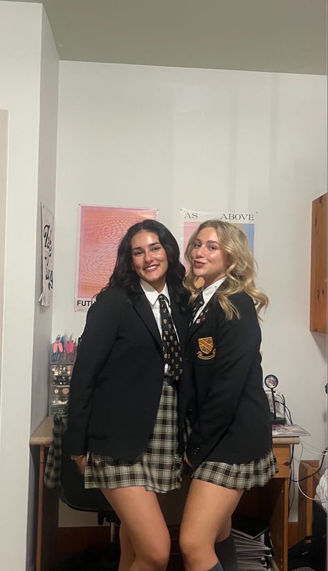 Packing For Boarding School, Secondary School Uniform Uk, Preppy Boarding School, Roommate Dorm, Blonde Brunette Duo, Alter Ego Photos, Uk Uniform, School Uniform Uk, Jenna Coleman Style