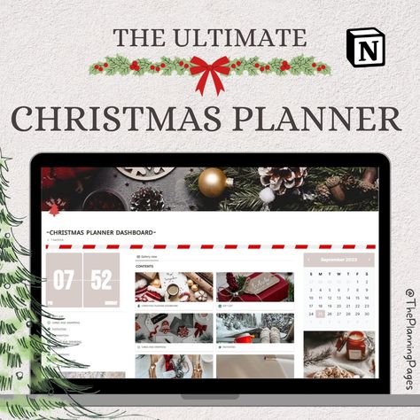 Notion Template for Christmas Planning Notion Christmas Template, Notion Christmas, Movie Watch List, Notion Pages, Notion Dashboard, Planning Pages, Template Christmas, Notion Templates, Digital Organization