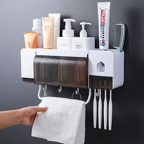 Cheap Bathroom Accessories, Bathroom Storage Boxes, Toothbrush Organization, Wall Mounted Toothbrush Holder, Airpods Apple, Toothpaste Squeezer, Towel Organization, Bathroom Storage Racks, Closet Organization Diy