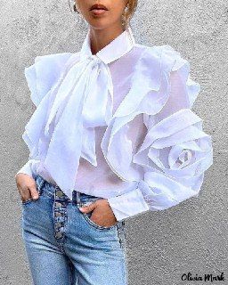 Applique Blouse, Tie Neck Shirt, Silhouette Shirt, Chic Type, Chic And Elegant, Estilo Chic, Tie Neck Blouse, Elegant Blouses, Round Neck Dresses