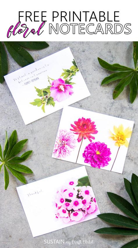 Grab these free printable floral cards celebrating all that Mother Nature has to offer in the summer. Have a stack on hand for any occasion! via @sustainmycrafth Printable Note Cards, Printable Flowers, Floral Diy, Happy Birthday Cards Printable, Storybook Wedding, Free Printable Cards, Printable Notes, Diy Upcycle, Printable Greeting Cards