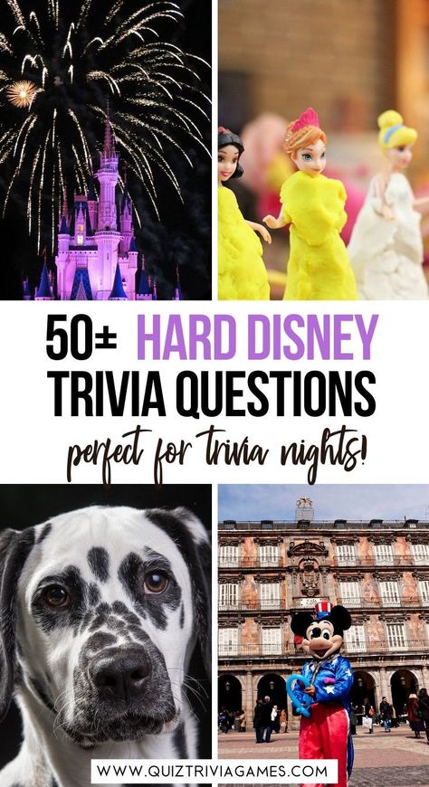 Are you a true Disney fan? Let's see how many of these 50 Hard Disney Trivia Questions you can answer! We included questions about Disney movies, characters, villains and more. Have fun! Disney Trivia Questions And Answers, Disney Movies Characters, Trivia Questions For Adults, Disney Movie Quiz, Disney Trivia Questions, Disney Movie Trivia, Movie Trivia Quiz, Disney Questions, Movie Trivia Questions