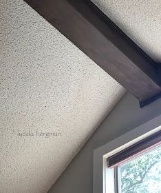 Ceiling Beam Makeover, How To Make Painted Beams Look Like Wood, Painting Beams To Look Like Wood, Short Slanted Ceiling Bedroom, Ceiling Beam Ideas Paint, How To Paint Beams To Look Like Wood, Paint Beams To Look Like Wood, Painted Wood Beams On Ceiling, Painting Ceiling Beams