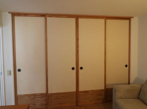 Custom Fusuma panels #16 | 4 Panel Fusuma closet doors. Red … | Flickr Room Partition, Closet Doors, Red Oak, Custom Build, Room Divider, Doors, Track, Building, Wood