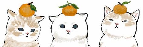 Doodle Banner Discord, Header Art Twitter, Cat Twitter Header Aesthetic, Orange Pfp Discord, Cute Cat Header, Doodle Header, Hd Header, Soft Orange Aesthetic, Cat Header