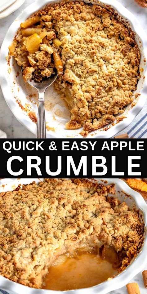 Apple crumble is a comforting winter dessert with fresh apples, cinnamon, and a golden, buttery, crisp topping.It’s an easy recipe with simple and affordable ingredients. The flavor-texture combination is unbeatable—the best bang for your buck! Cranberry Apple Crumble Pie, Vegetarian Pies, Apple Dessert Recipes Healthy, Apple Crumble Recipe Easy, Homemade Apple Crumble, Apple Crumb Pie Recipe, Pear Crumble Recipe, Vegan Apple Muffins, Cranberry Apple Crumble