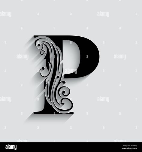 Download this stock vector: letter P. Black flower alphabet. Beautiful capital letter with shadow - 2BTTYNJ from Alamy's library of millions of high resolution stock photos, illustrations and vectors. P Letter Wallpaper Stylish, P Alphabet Wallpaper, P Design Letter, P Alphabet Design, P Calligraphy, P Name Wallpaper Hd Love, H Wallpaper, P Name, P Alphabet