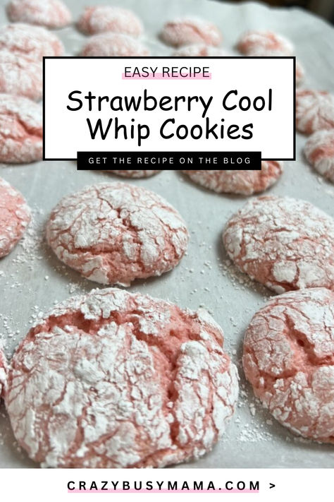 Strawberry Cool Whip Cookies Strawberry Cool Whip, Whip Cookies, Strawberry Cake Mix Cookies, Cool Whip Cookies, Boxed Cake Mixes Recipes, Cake Mix Desserts, Strawberry Cake Mix, Cake Mix Cookie Recipes, Lemon Cake Mixes