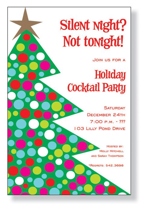 Dotty Tree Invitation from The Inviting Company Christmas Invitation Wording, Christmas Eve Party Invitations, Holiday Party Invite Wording, Christmas Party Invitation Wording, Funny Christmas Party Invitations, Christmas Party Invitations Free, Tree Invitation, Cocktail Party Invitation, Christmas Party Invitation Template