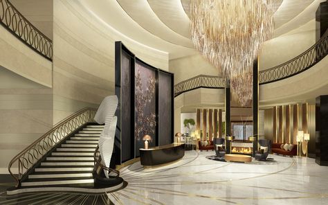 The 20 Best Hotel Lobbies in the World - Architectural Digest Lobi Hotel, Hotel Lobby Interior Design, Luxury Hotels Lobby, Interior Hotel, Hotel Lobby Design, Lobby Interior Design, Lobby Reception, Drawing Interior, Desain Furnitur Modern