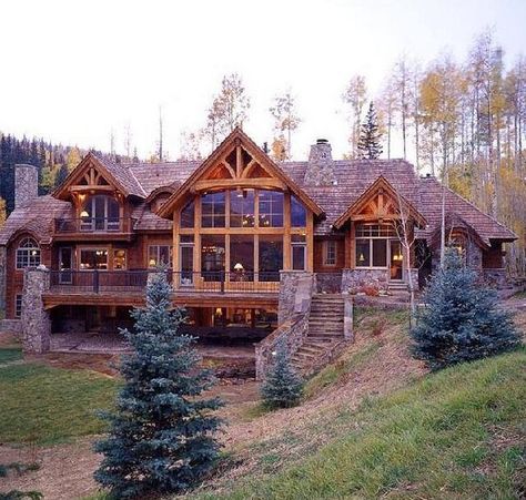 Wow!!! Cabin Style Home, Casas Country, Log Cabin Style, Log Cabin Living, Log Cabin Ideas, Rustic Log Cabin, Log Cabin Homes, Hus Inspiration, Log Home