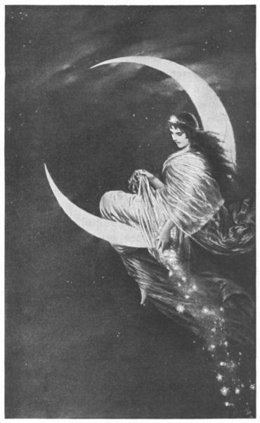 A dark-haired young woman sits on a crescent moon-the story/poem behind this image Sitting On The Moon, Vintage Moon, Tarot Cards Art, Vintage Printable, Tarot Art, Moon Goddess, On The Moon, Moon Art, Tarot Decks