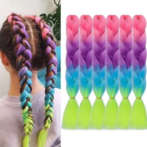 PRICES MAY VARY. Package:Jumbo Braiding Hair Made with Soft high temperature synthetic，Suitable for braiding，Lenth:24 Inch, 6 Packs/Lot. Weight: 100g/pack, Total 600g，with some gifts. Material:Ombre Braiding Hair no fade, no shedding, no smell, easy to crochet, braid and twist, hold texture well,Multiple colors Braided hair has a variety of colors, Two Tone，Three Tone，Four Tone,bright and real colors, natural gradients. Application：Braids Suitable for people of different ages. You can Braiding t Pink Braiding Hair, Box Braids Twist, Gala Hair, Dragon Braid, Color Braids, New Braided Hairstyles, Ombre Braiding Hair, Braids Twist, Jumbo Braiding Hair