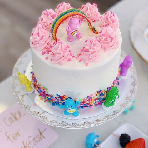 Care Bear Smash Cake Ideas, Care Bears Birthday Party Cake, Care Bear Birthday Outfit, Carebear Birthday Cake, Care Bear 1st Birthday Party Ideas, Care Bear First Birthday Party, Care Bear Birthday Cake, Carebear Birthday Party Ideas, Care Bear Birthday Party Ideas