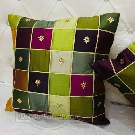 Urban Paridhaan’s Instagram photo: “Multicolour checkered silk cushion covers with golden stone and lace work✨ Set of 5 Dm for order ❤️ #handmade #supportsmallbusiness…” Alphabet Embroidery, Silk Cushions Covers, Cushion Cover Designs, Silk Cushions, Scatter Cushions, Cushion Covers, Cushion Cover, Alphabet, Upholstery