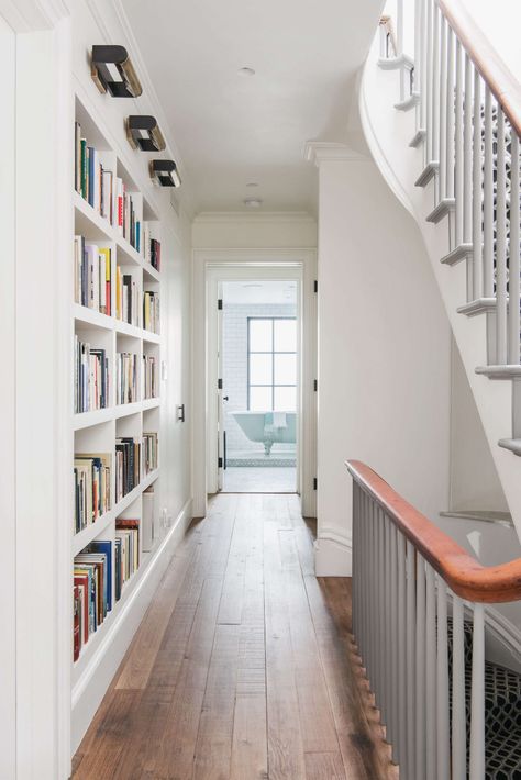 An Unfussy Brooklyn Townhouse Remodel from Architect Elizabeth Roberts - Remodelista Statement Hallway, Hallway Inspiration, House Updates, Upstairs Hallway, Hallway Designs, Hal Decor, Long Hallway, Hallway Ideas Entrance Interior Design, Hallway Decor