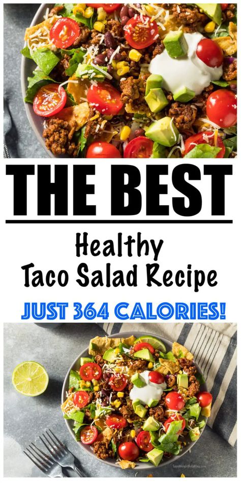 Mexican Taco Salad, Mexican Salad Dressings, Taco Salad Recipe Healthy, Easy Taco Salad Recipe, Taco Salad Dressing, Taco Salad Ingredients, Vegan Taco Salad, Low Calorie Salad, Taco Salad Bowls