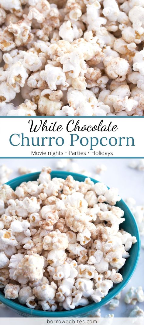 Churro Popcorn, White Party Foods, Flavored Popcorn Recipes, Popcorn Recipes Sweet, Popcorn Recipes Easy, White Chocolate Popcorn, Ultimate Chocolate Chip Cookie, Chocolate Mint Cookies, Popcorn Treats