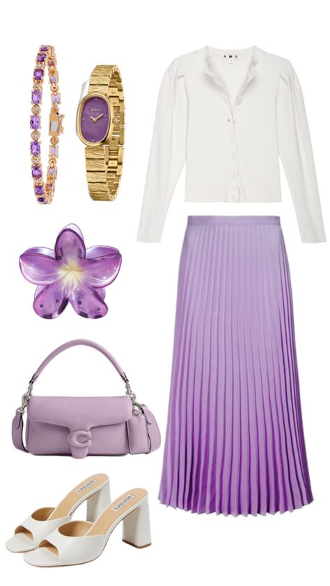 #explore #purple #skirt #shirt #modest #outfit #fyp #tiktok #beautiful #modest #muslim #hijabi #collage #rich #money #oldmoney  #collage #coquette #lanadelray #femme Purple Outfit Ideas, Apostolic Outfit, Purple Outfit, Modest Outfit, Rich Money, Purple Outfits, Purple Skirt, Lana Del Ray, Casual Style Outfits