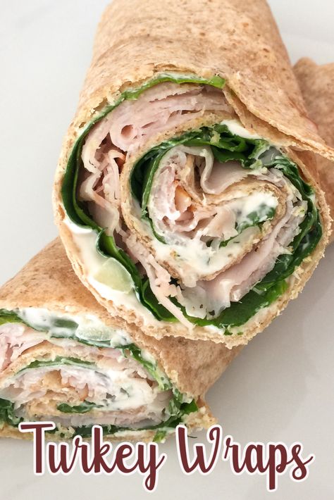 These Crunchy Turkey Spinach Wraps will be a favorite by everyone in your house. Made with whole-wheat tortillas, cream cheese, fresh spinach and turkey breast, it is a meal you can feel good about too! #organizedisland #turkeyspinachwraps #lunchrecipes #easyturkeywraps #recipes #turkeywraps Turkey Wrap Meal Prep, Spinach Wrap Ideas Healthy, Make Ahead Wraps, Healthy Sandwich Wraps, Spinach Lunch Ideas, Lunch Meat Wraps, Make Ahead Turkey, Turkey Wrap Recipes, Spinach Sandwich